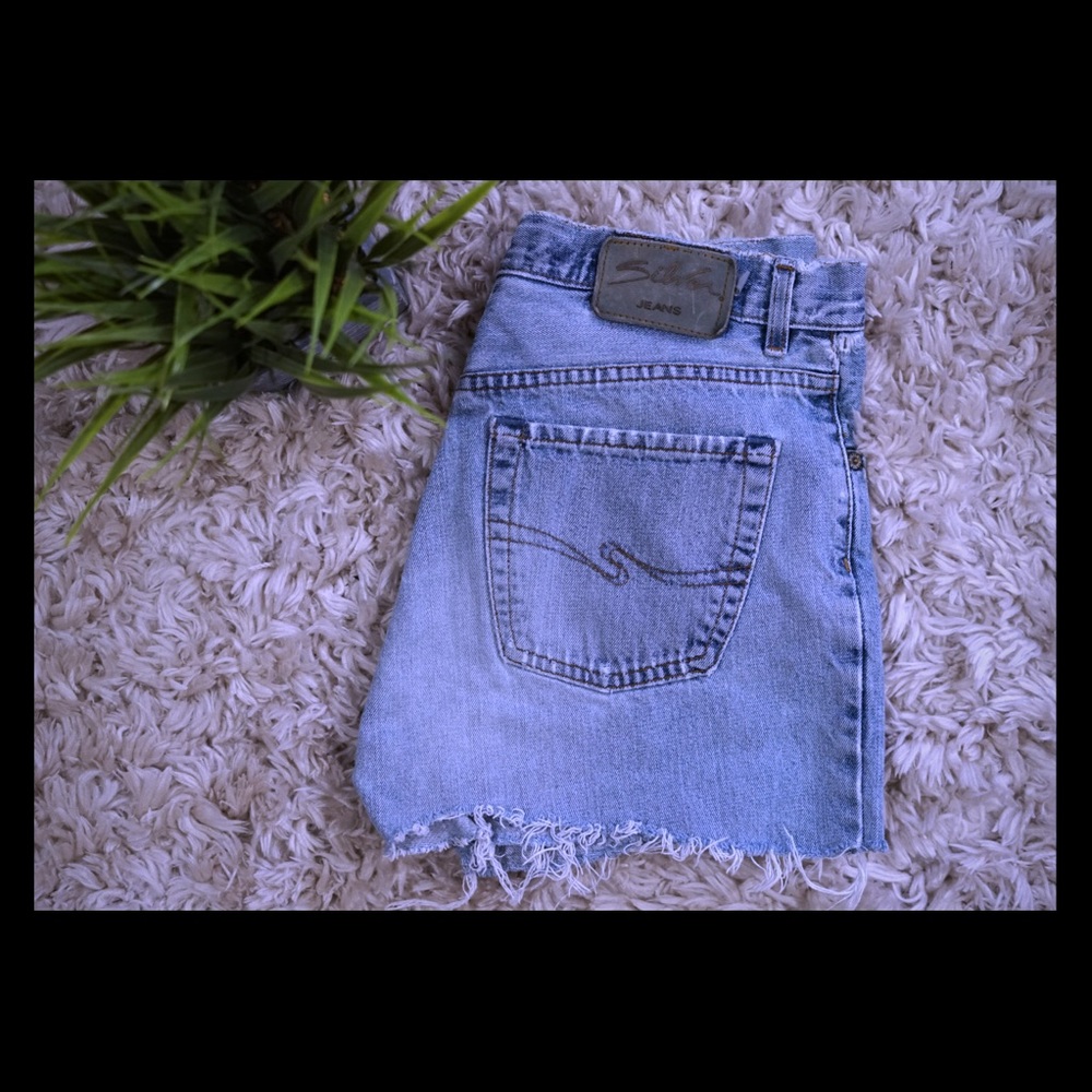Old school vintage silver jeans button jean short